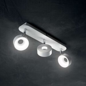 Ideal Lux Oby 196701 - бял спот Oby PL3 с три подвижни светещи глави върху тъмен таван