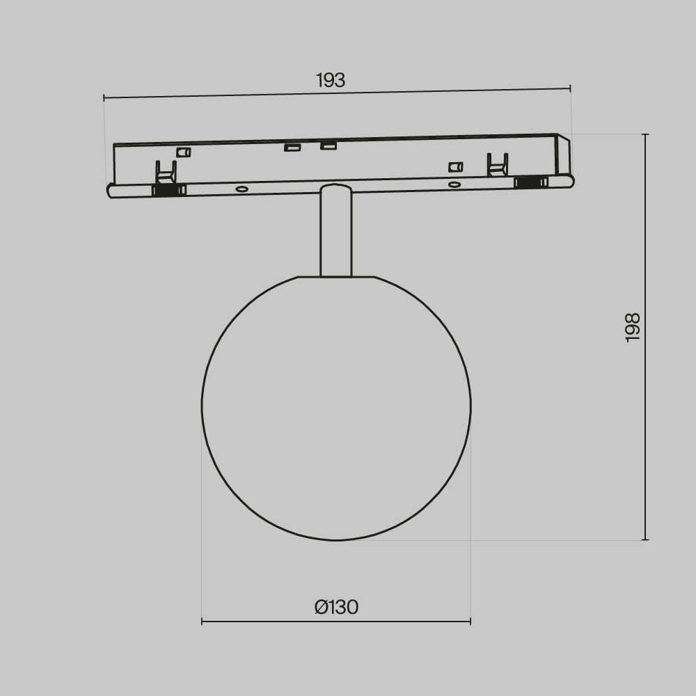 SMART LED лампа със стъклена сфера Maytoni Exility Luna TR038-4-5W3K-WW-DS-1, с черен адаптер, схема с размери