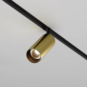 SMART LED прожектор Maytoni Exility Focus LED TR032-4-12W3K-M-DS-BBS, в месингов цвят, общ изглед върху релсата