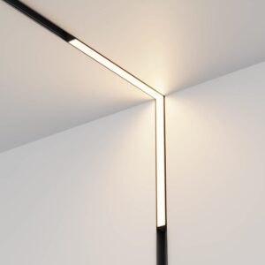 SMART ъглова LED лампа Maytoni Exility Basis TR102-24W-DS-B-1, черна, общ изглед в ъгъла между таван и стена