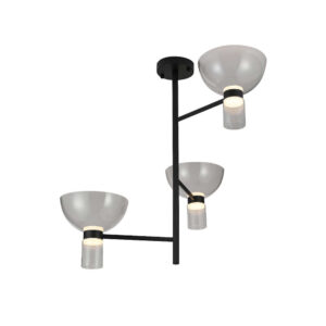 LED пендел ACA Lighting CUP HM250453A, черен метал и стъкло, 24 W, 1900 lm, 3000 K