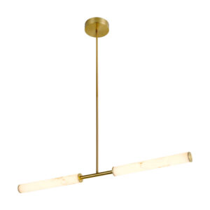 LED пендел ACA Lighting ABYSS MP240109 със златист метал и бели елементи от изкуствен алабастър, 20 W, 3000 K