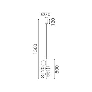 LED пендел ACA Lighting Ball OKN96163BK – 15 W, 1650 lm, 3000 K, черен