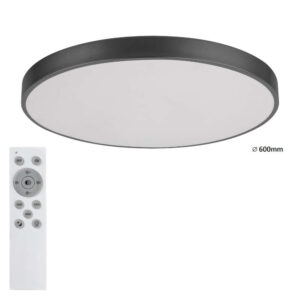 LED плафон Rabalux Tesia 3316 с дистанционно управление, матовочерно метално тяло и бял дифузер, 60 W, 5000 lm