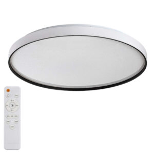 LED плафон Rábalux Zerava 71450 с дистанционно управление, черно метално тяло, бял дифузер със звезден ефект