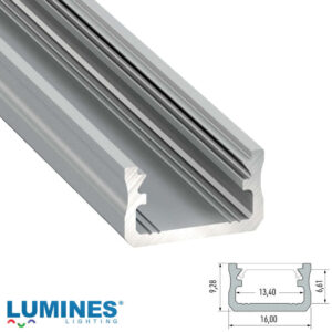 Алуминиев LED профил Lumines Lighting Type A 10-0014-30, сребрист анодизиран, 3 м за мебелно осветление