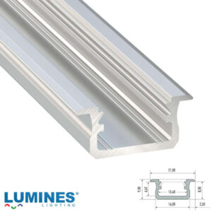 LED профил за вграждане Lumines Lighting B 10-0020-30 от суров алуминий Raw, 3 м, за LED ленти