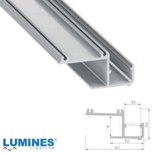 LED профил Lumines Lighting IPA16 10-0494-30 сребрист анодизиран алуминий, 3 м за вградено LED осветление