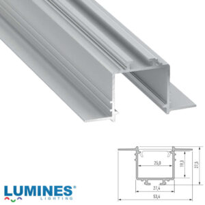 LED профил за вграждане в гипсокартон Lumines Lighting Subli 10-0554-30, сребрист анодизиран алуминий, 3 м