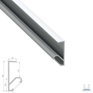 Ъглов алуминиев LED профил Lumines Lighting Q18 10-0694-30, сребрист анодизиран, 3 м, 45° за осветяване на рафтове и шкафове