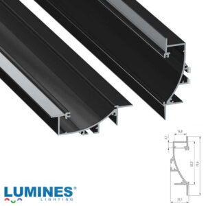 Черен лакиран LED профил за вграждане при пода Lumines Lighting TIANO 10-0815-20, 2,02 м