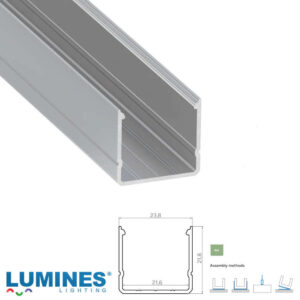 Квадратен алуминиев LED профил Lumines Lighting RAI 10-1790-30 Raw, суров алуминий, 3 м