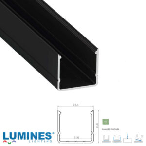 Алуминиев LED профил Lumines Lighting RAI 10-1795-30, черен лакиран, 3 м, за две LED ленти