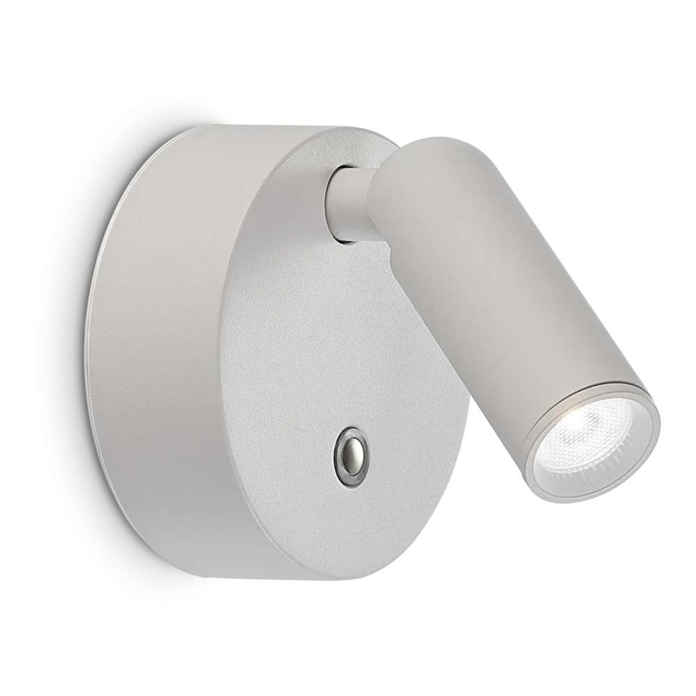 Ideal Lux Bean AP Round Rechargeable 350233 - акумулаторен LED аплик с бяло покритие, кръгла основа и цилиндрична глава