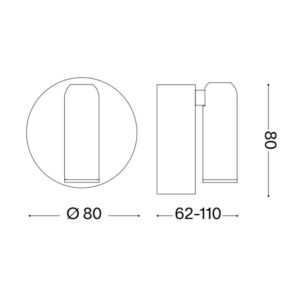 Официална схема с размерите на Ideal Lux Bean AP Round Rechargeable 350240 в милиметри