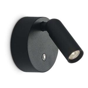 Ideal Lux Bean AP Round Rechargeable 350240 - акумулаторен LED аплик с черно покритие, кръгла основа и цилиндрична глава