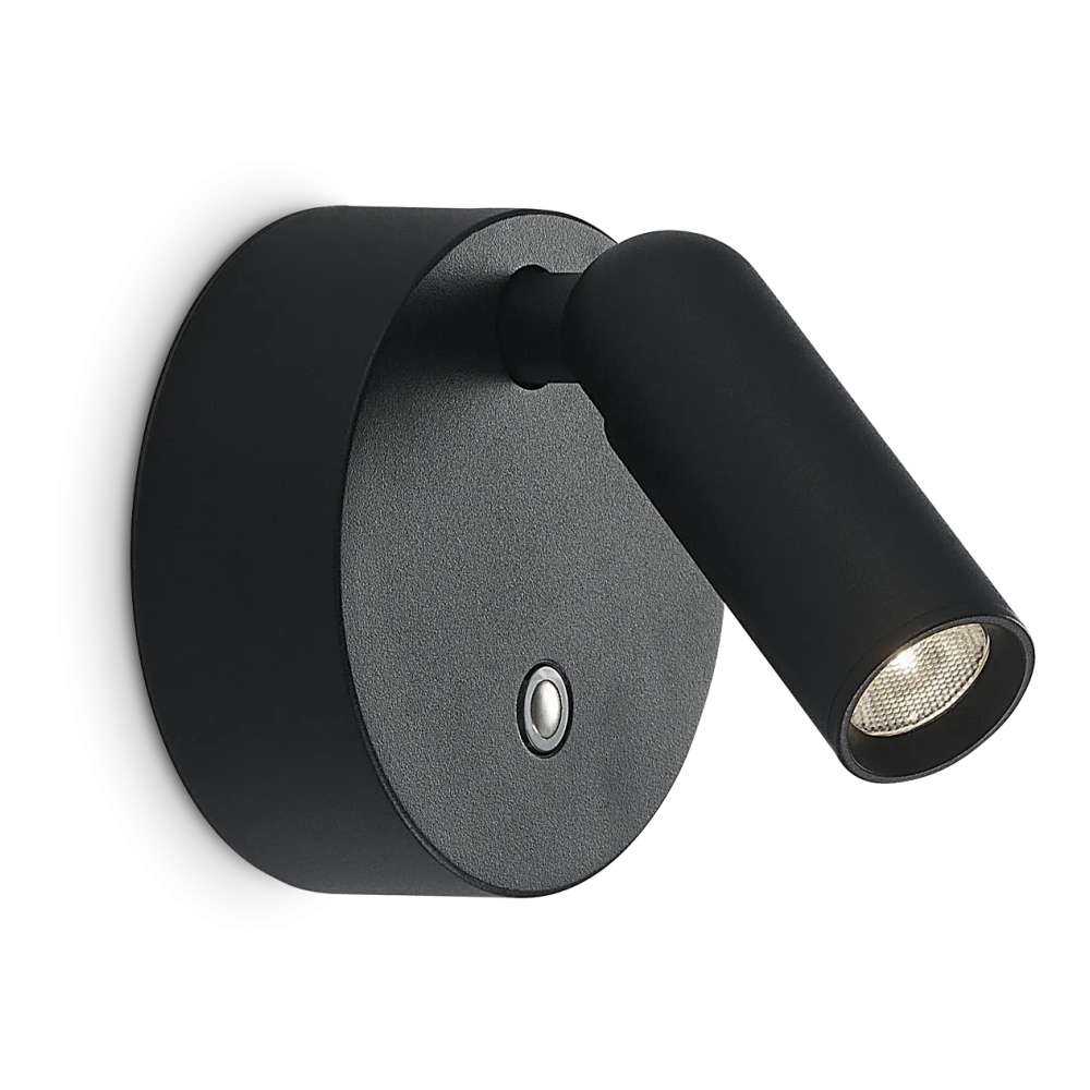 Ideal Lux Bean AP Round Rechargeable 350240 - акумулаторен LED аплик с черно покритие, кръгла основа и цилиндрична глава