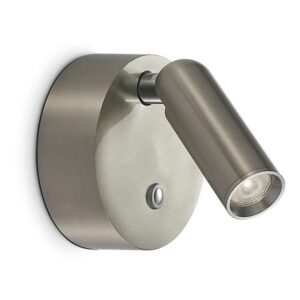 Ideal Lux Bean AP Round Rechargeable 364810 - акумулаторен LED аплик с никелово покритие, кръгла основа и цилиндрична глава