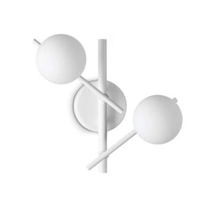 Аплик Ideal Lux Atlas AP2 BIANCO 352008 с бял цвят на металните рамена и 2 бели стъклени сфери