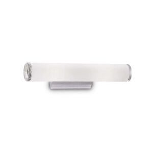 Аплик Ideal Lux Camerino AP2 027081 с бял цилиндричен стъклен дифузер с дължина 37 см и алуминиева основа