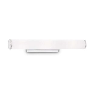 Аплик Ideal Lux Camerino AP4 027104 с бял цилиндричен стъклен дифузер с дължина 65 см и алуминиева основа