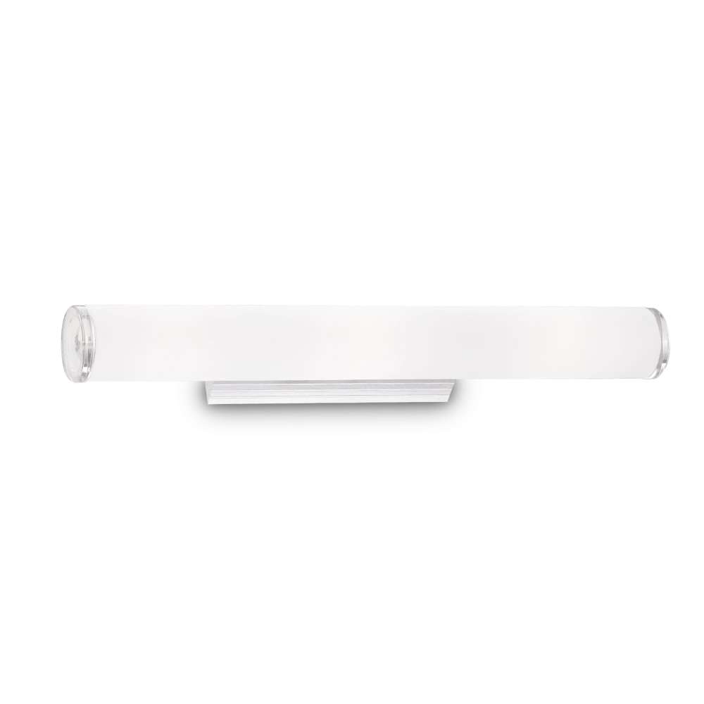 Аплик Ideal Lux Camerino AP4 027104 с бял цилиндричен стъклен дифузер с дължина 65 см и алуминиева основа
