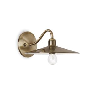 Аплик Ideal Lux Cantina AP1 112626 с извит държач и метален абажур с месингово покритие