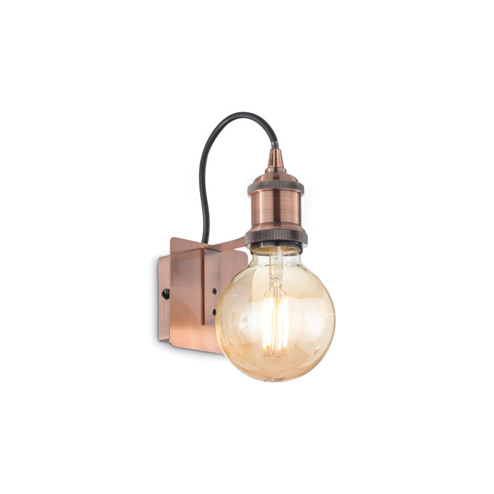 Аплик Ideal Lux Frida AP1 163338 с меден цвят на стенната основа и държача на фасунгата