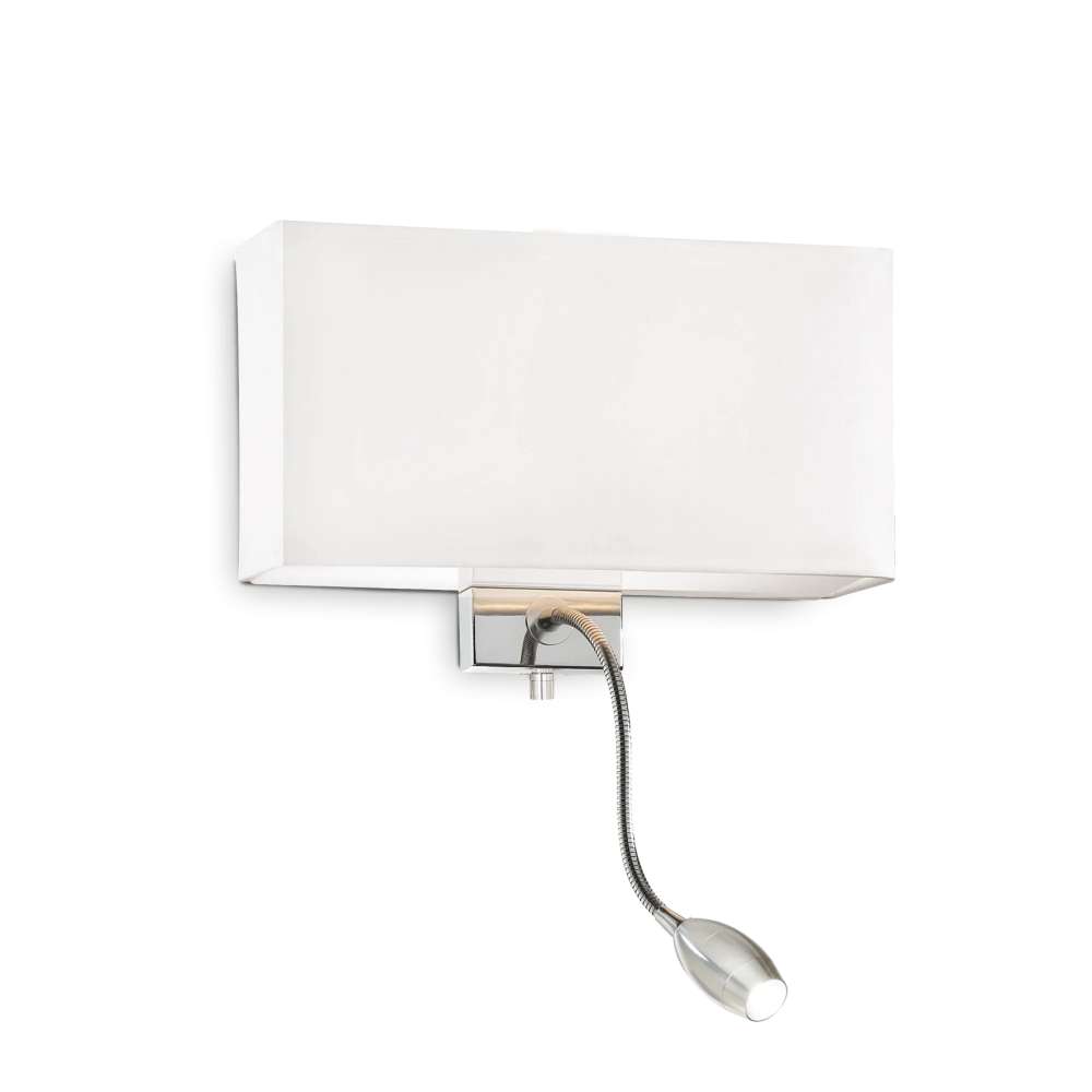 Аплик Ideal Lux Hotel AP2 035949 E27 и LED 1,5W 3000K бял и хром - основен изглед