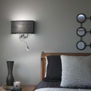 Ideal Lux Hotel 035956 - черен аплик Hotel AP2 с хромирана основа до легло
