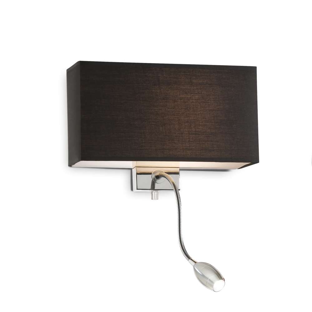 Аплик Ideal Lux Hotel AP2 035956 E27 и LED 1,5W 3000K черен и хром - основен изглед