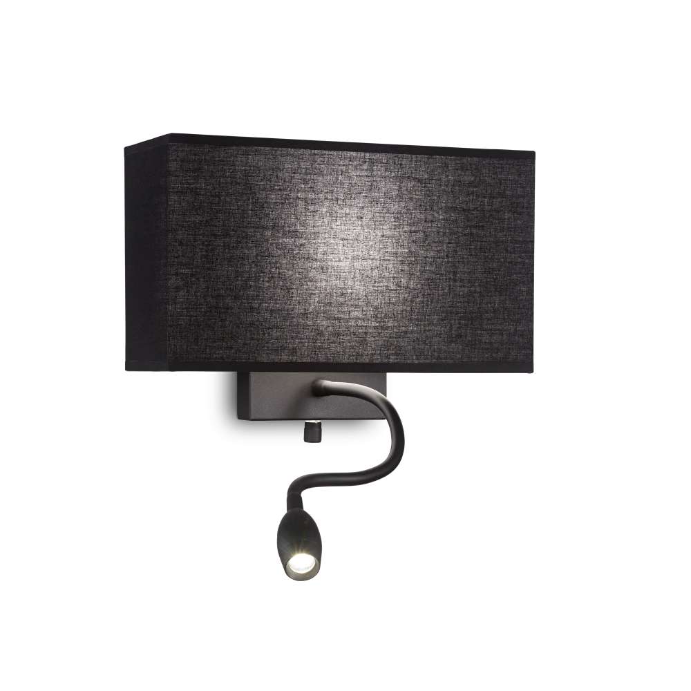 Аплик Ideal Lux Hotel AP2 215709 E27 и LED 1,5W 3000K черен - основен изглед