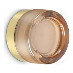 Аплик Ideal Lux Lolly AP1 Ambra 354637 Ø10,5 см с основа с месингово покритие и кехлибарен стъклен дифузер
