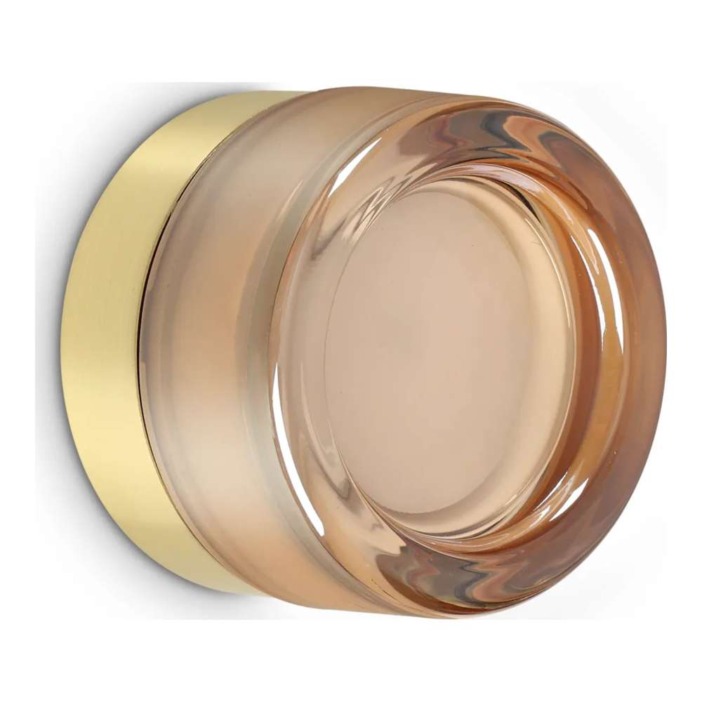 Аплик Ideal Lux Lolly AP1 Ambra 354637 Ø10,5 см с основа с месингово покритие и кехлибарен стъклен дифузер