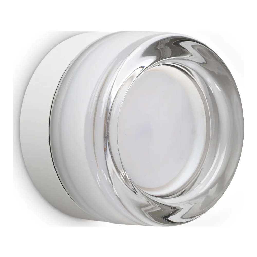 Аплик Ideal Lux Lolly AP1 Trasparente 354651 Ø10,5 см с бяла метална основа и прозрачен стъклен дифузер