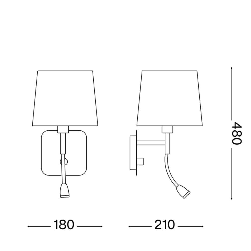 Схема с размери на аплик Ideal Lux Nordik AP2 158242