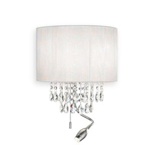 Аплик Ideal Lux Opera AP3 068268 с бял абажур и кристални висулки