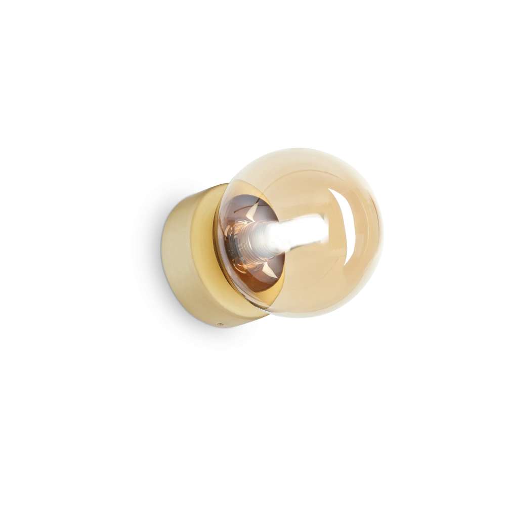 Ideal Lux Perlage AP01 317809 - аплик с кехлибарено стъкло и метал в цвят месинг, общ изглед