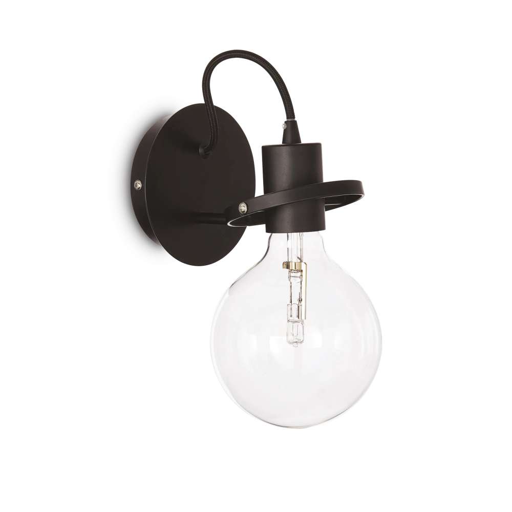 Аплик Ideal Lux Radio AP1 119502 E27 Ø18 см черен