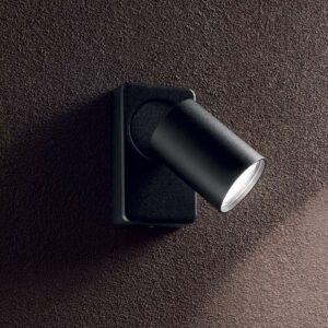 Стенният аплик Ideal Lux Rudy AP1 Round 229010 в черен цвят с наклонена светеща глава