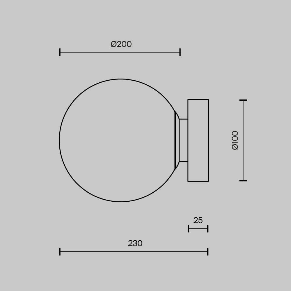 Maytoni Basic form MOD321WL-01G3 - схема с размери