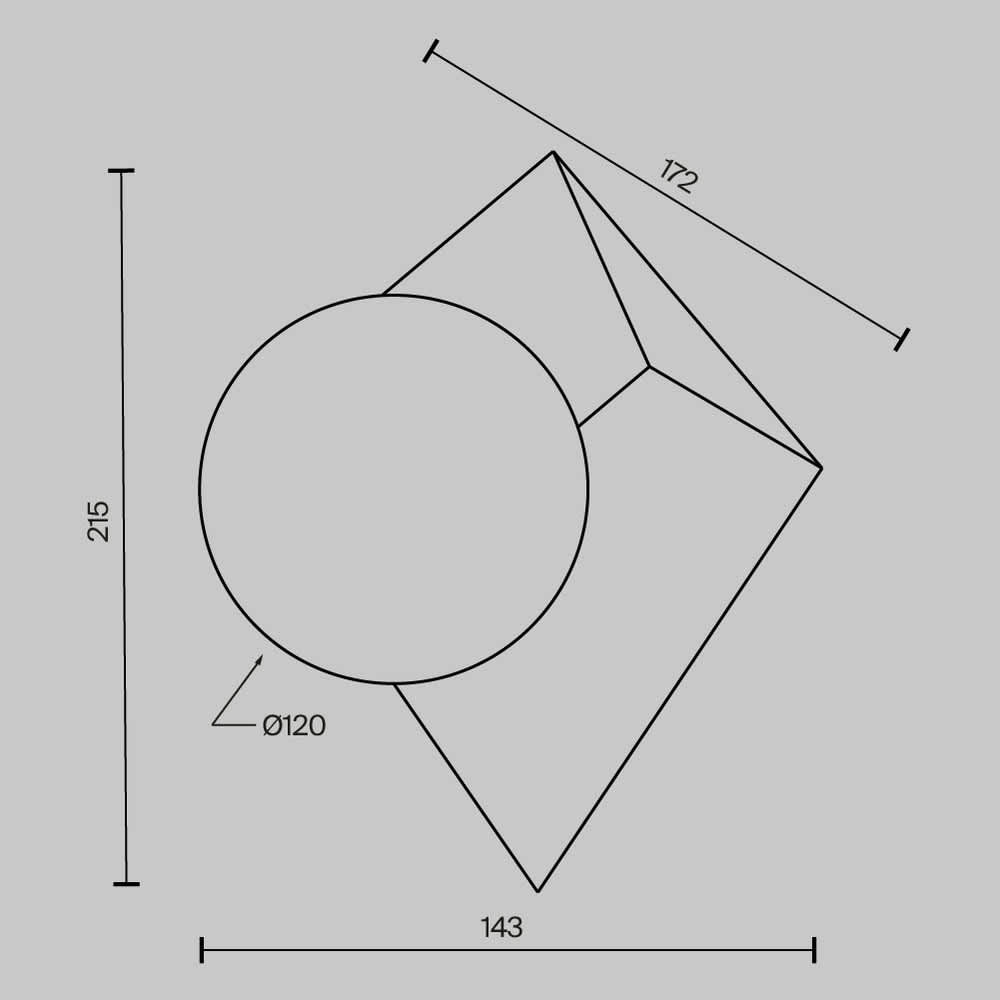 Аплик Maytoni Cubeo MOD445WL-01BS, схема с размери