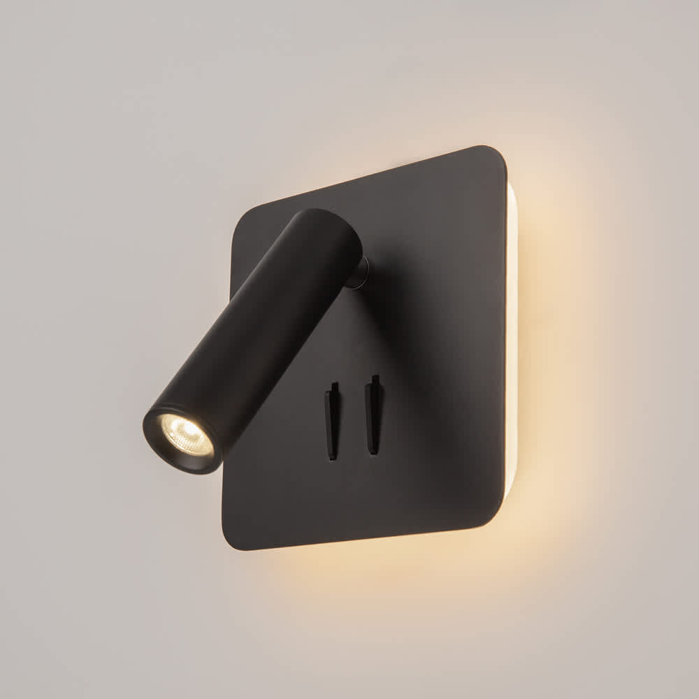 Аплик Maytoni Ios 176 C175-WL-01-6W-B, общ изглед с включена светлина