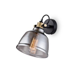 Maytoni Irving T163-01-C - аплик с опушен стъклен плафон и метални части в черно и месинг
