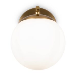 Бялата стъклена сфера и кръглата стенна основа на Maytoni Marble MOD187WL-01BS