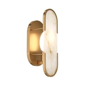 Аплик Maytoni Marmo MOD099WL-01G3 от обратната страна с видима крушка зад алабастровата плоча