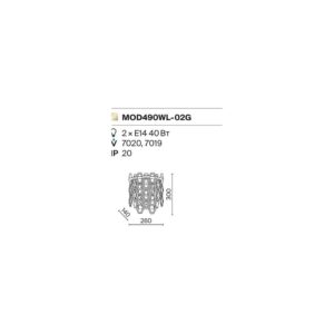Maytoni Tissage MOD490WL-02G - схема с размери Maytoni Tissage MOD490WL-02G - схема с размери