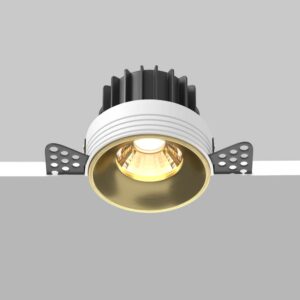 Безрамкова LED луна за вграждане Maytoni Round DL058-12W3K-TRS-BS, цвят месинг, изглед на монтажа в таван