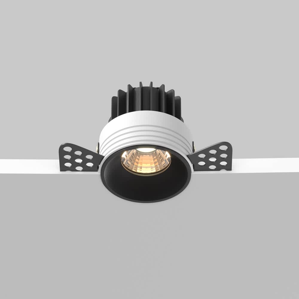 Безрамкова LED луна за вграждане Maytoni Round DL058-7W3K-TRS-B, черна, изглед на монтажа в таван