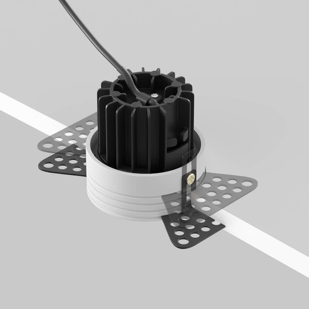 Безрамкова LED луна за вграждане Maytoni Round DL058-7W3K-TRS-B, черна, заден изглед на тялото и закрепването
